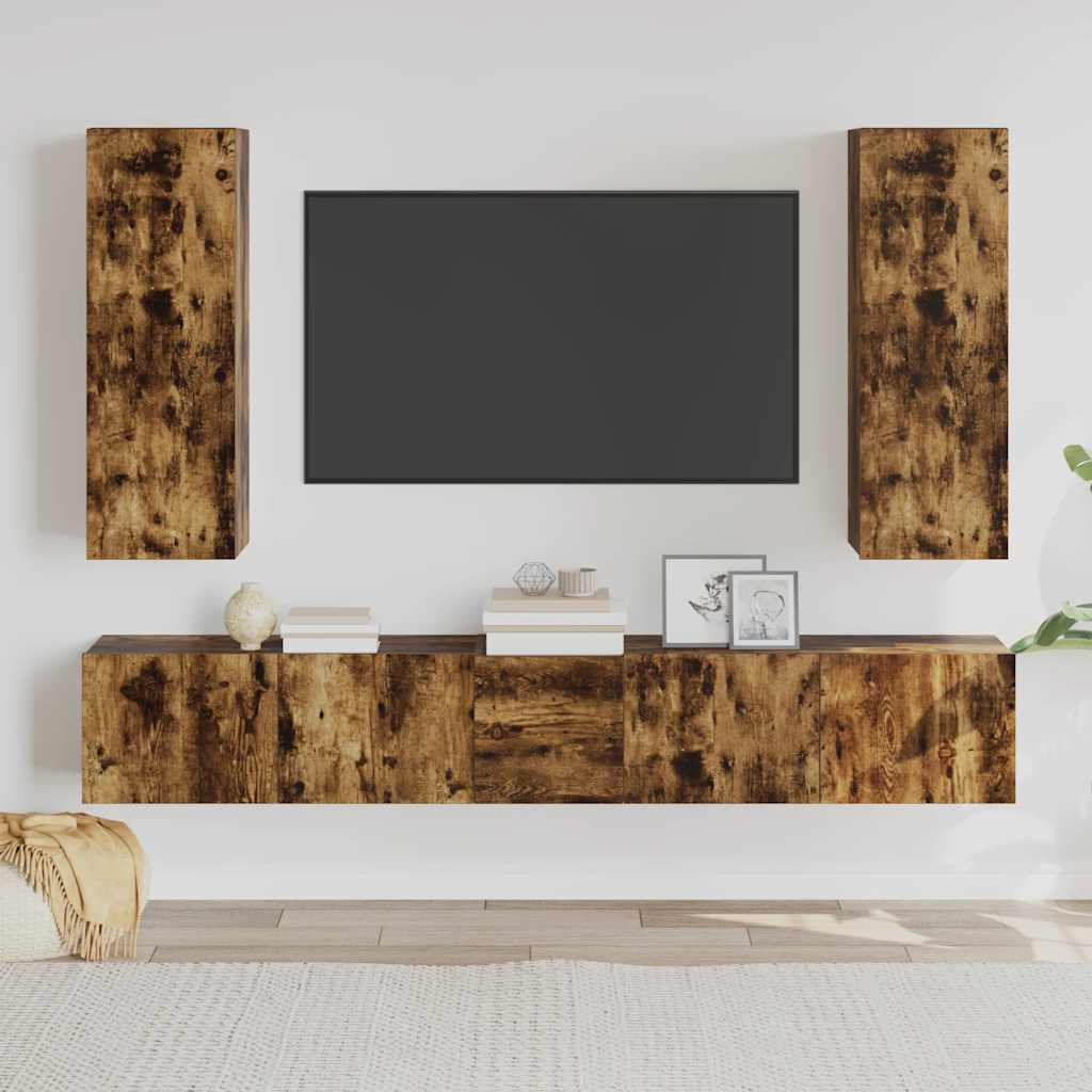 5-tlg. TV-Schrank-Set Räuchereiche Holzwerkstoff
