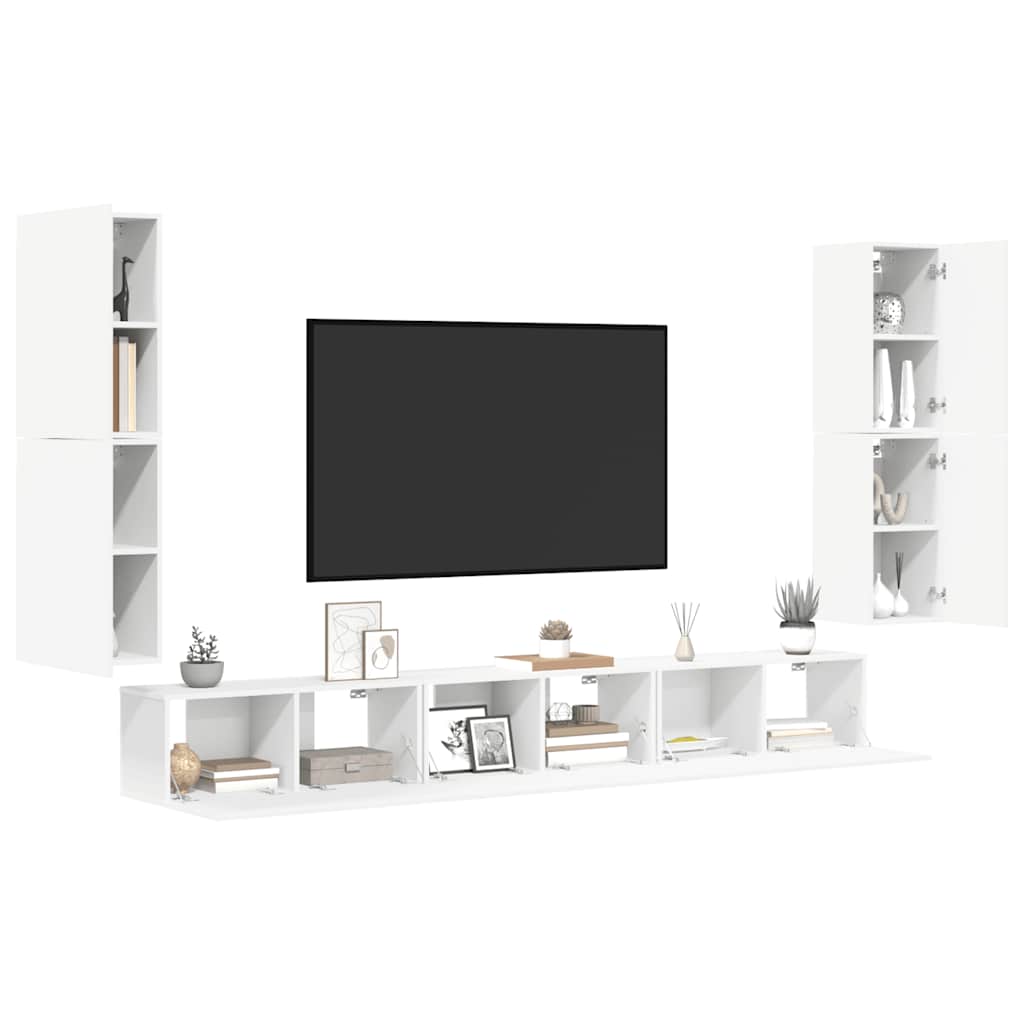 7-tlg. TV-Schrank-Set Weiß Holzwerkstoff