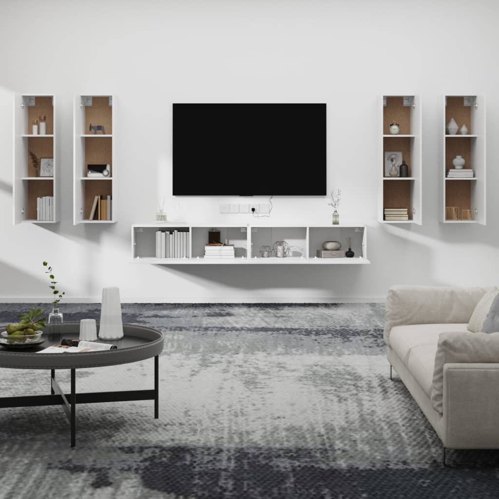 6-tlg. TV-Schrank-Set Weiß Holzwerkstoff