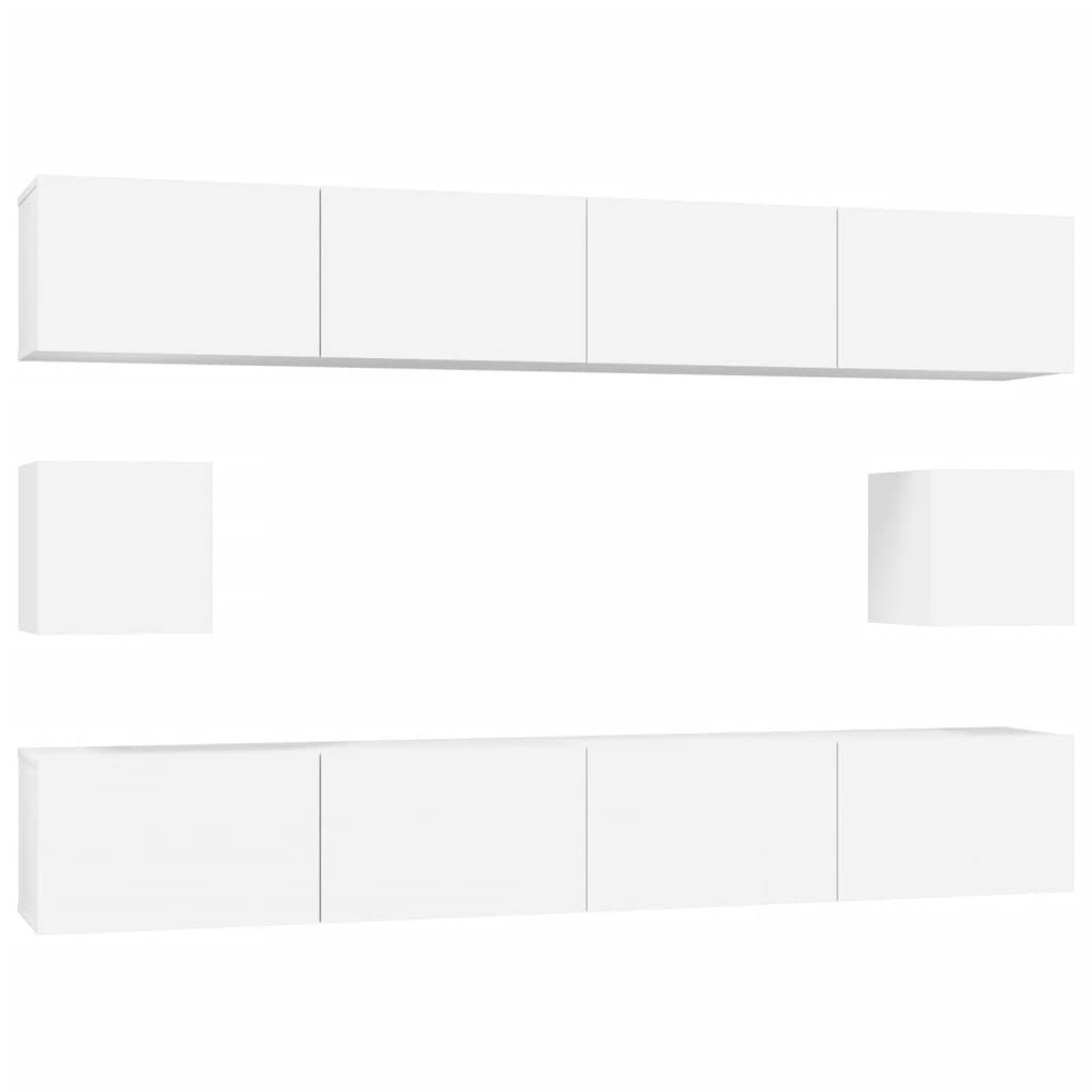 6-tlg. TV-Schrank-Set Weiß Holzwerkstoff