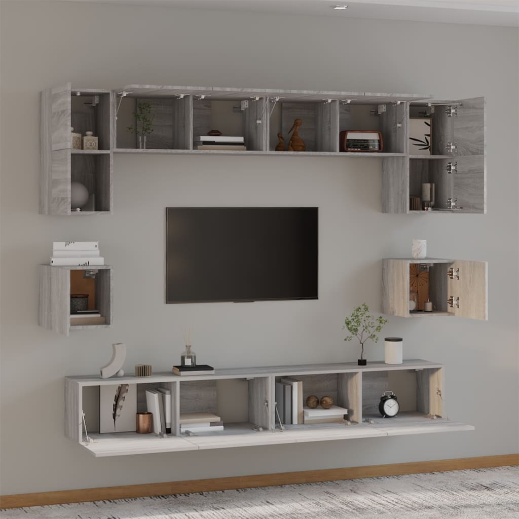 8-tlg. TV-Schrank-Set Grau Sonoma Holzwerkstoff