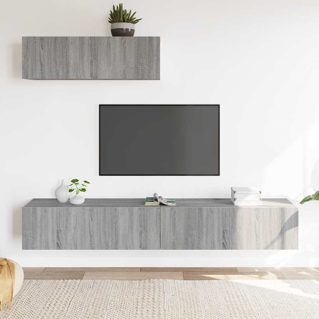3-tlg. TV-Schrank-Set Grau Sonoma Holzwerkstoff