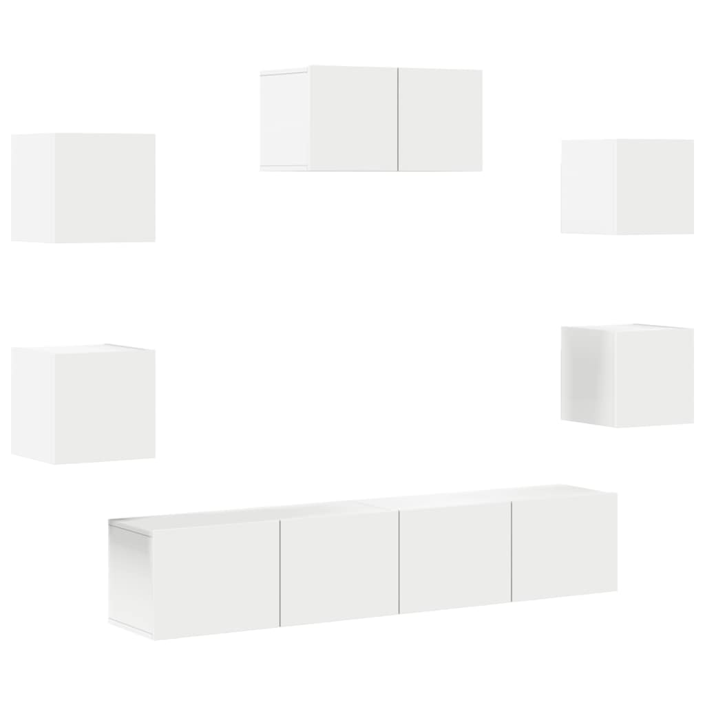 7-tlg. TV-Schrank-Set Weiß Holzwerkstoff