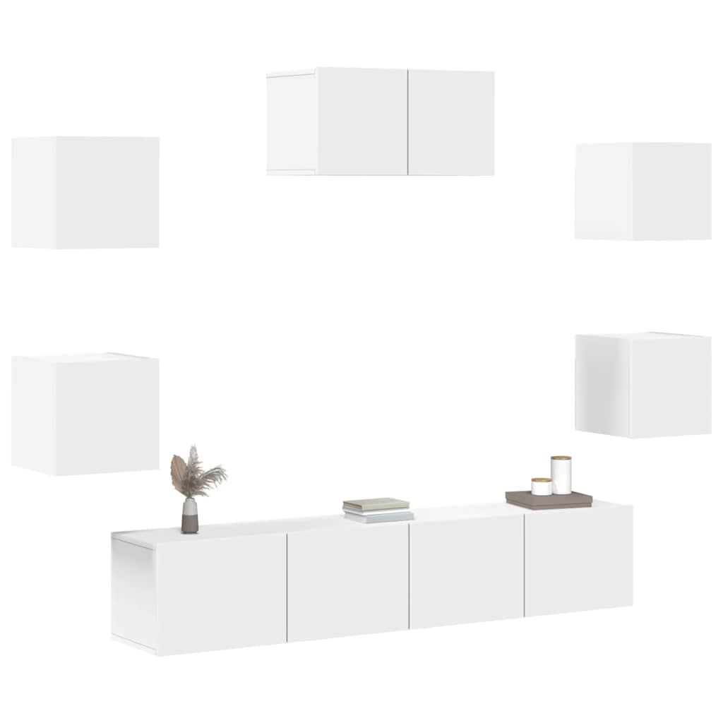 7-tlg. TV-Schrank-Set Weiß Holzwerkstoff