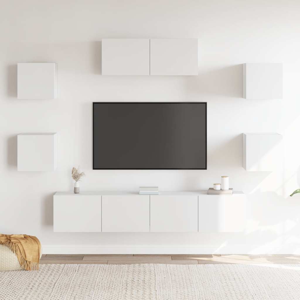 7-tlg. TV-Schrank-Set Weiß Holzwerkstoff