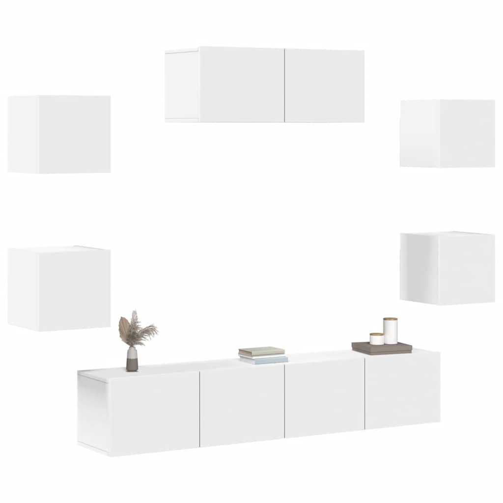 7-tlg. TV-Schrank-Set Weiß Holzwerkstoff