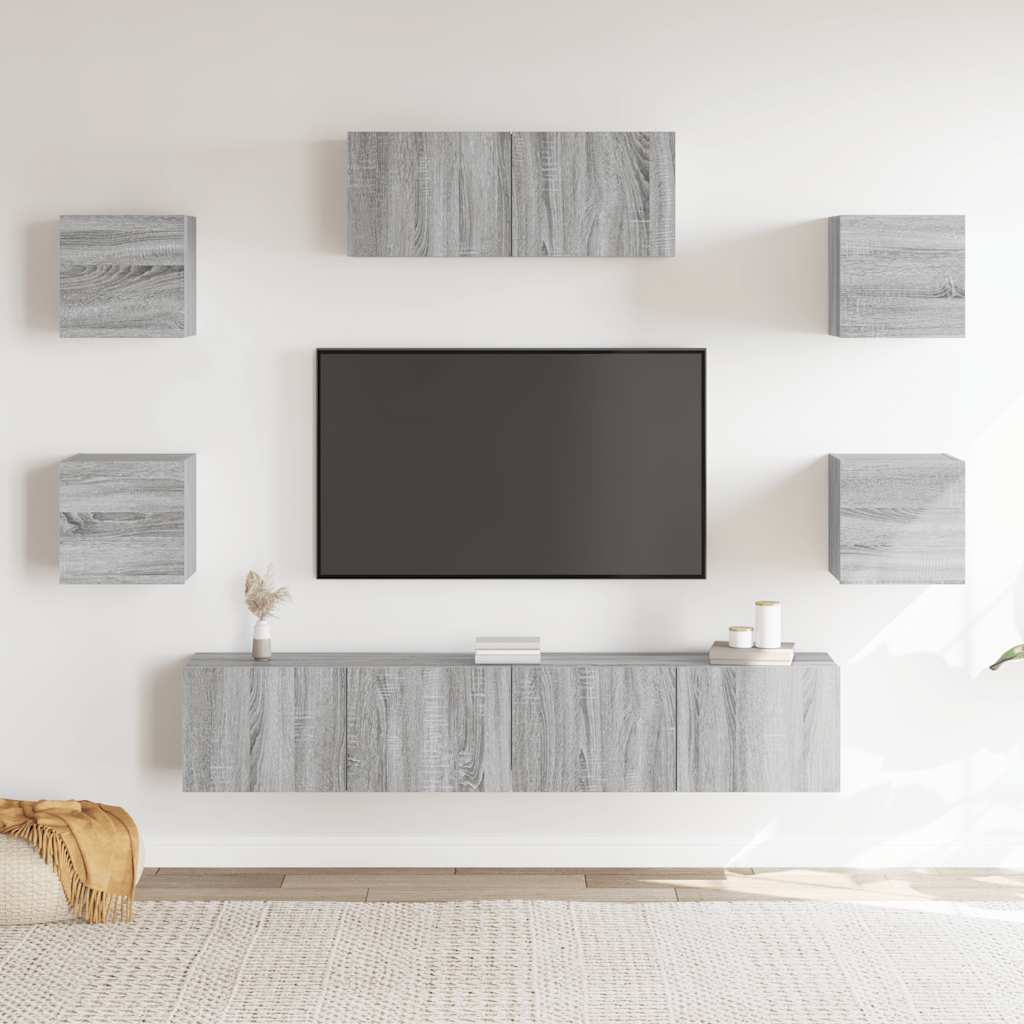 7-tlg. TV-Schrank-Set Grau Sonoma Holzwerkstoff