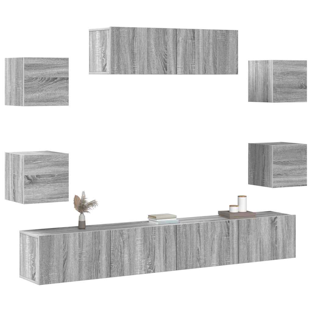 7-tlg. TV-Schrank-Set Grau Sonoma Holzwerkstoff