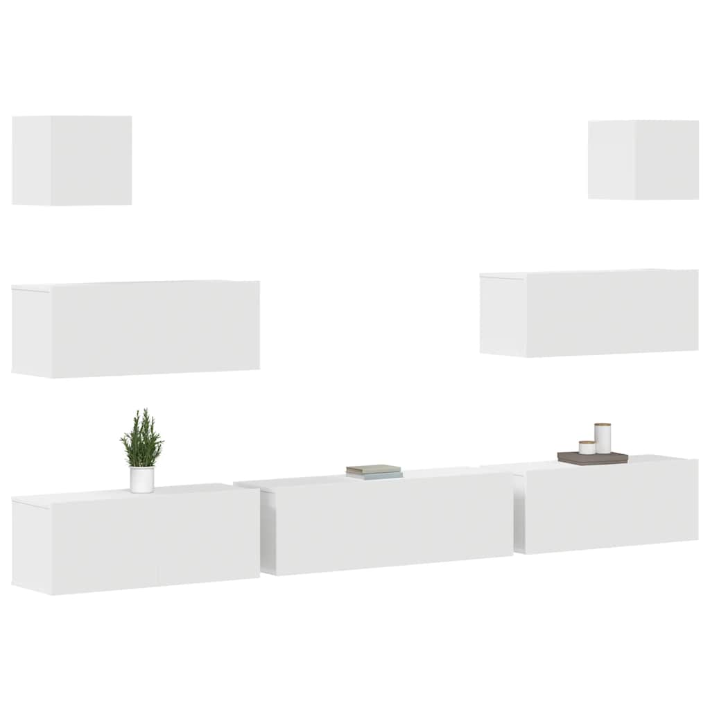 7-tlg. TV-Schrank-Set Weiß Holzwerkstoff