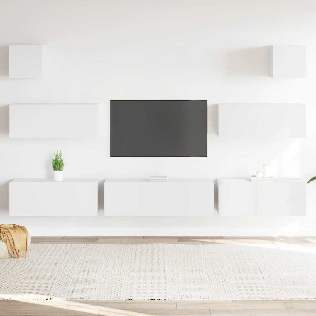 7-tlg. TV-Schrank-Set Weiß Holzwerkstoff