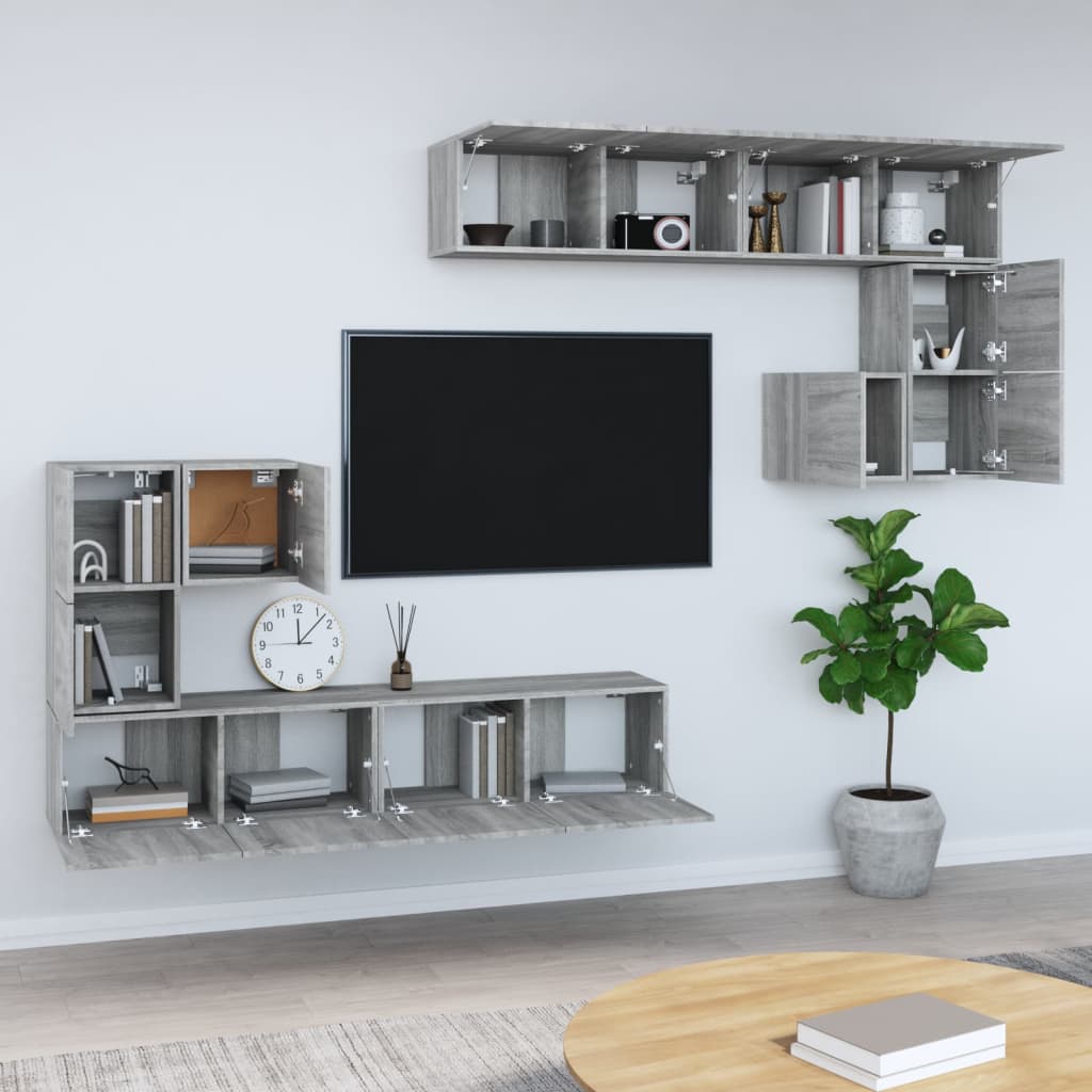 TV-Wandschrank Grau Sonoma Holzwerkstoff