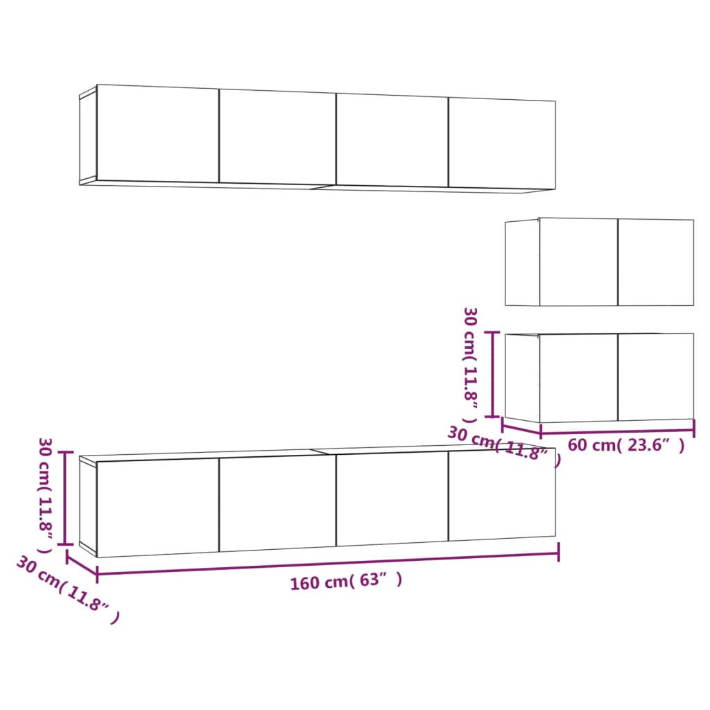 6-tlg. TV-Schrank-Set Grau Sonoma Holzwerkstoff