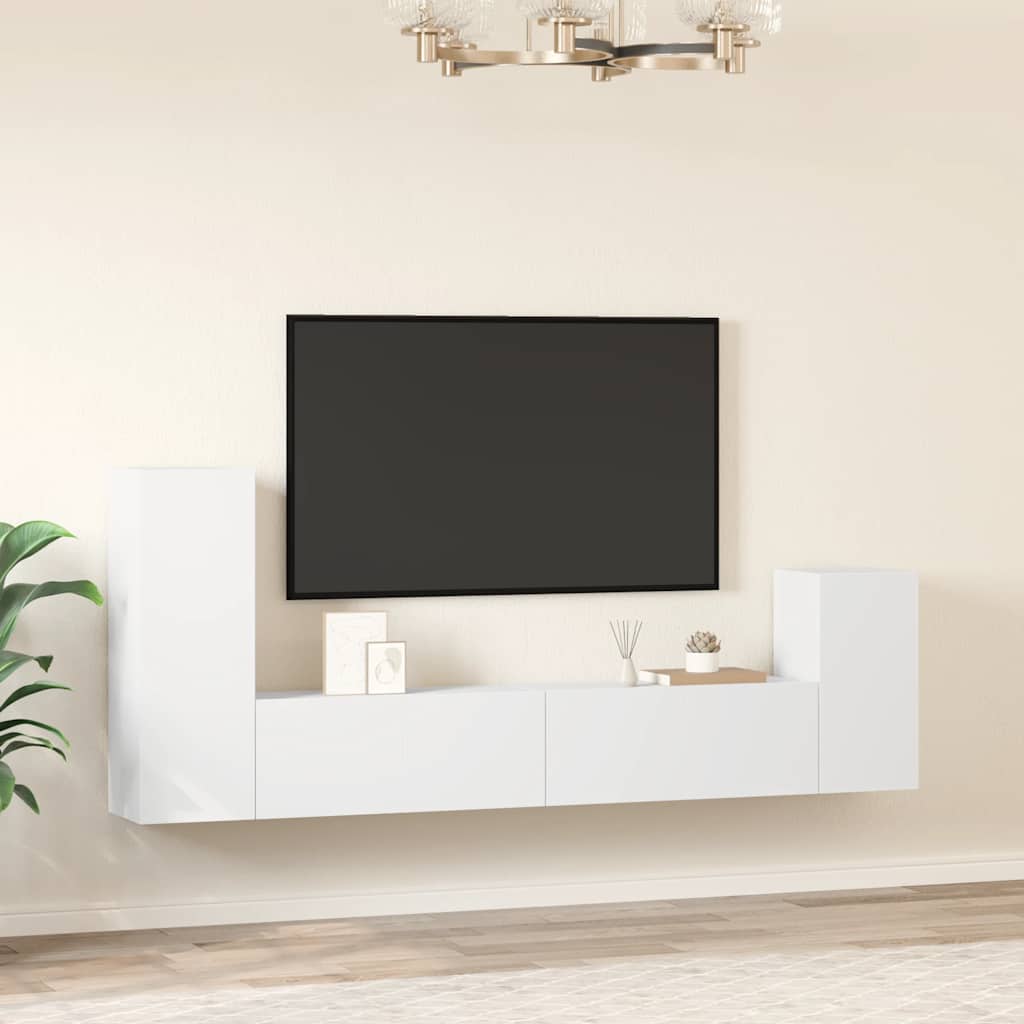 4-tlg. TV-Schrank-Set Weiß Holzwerkstoff