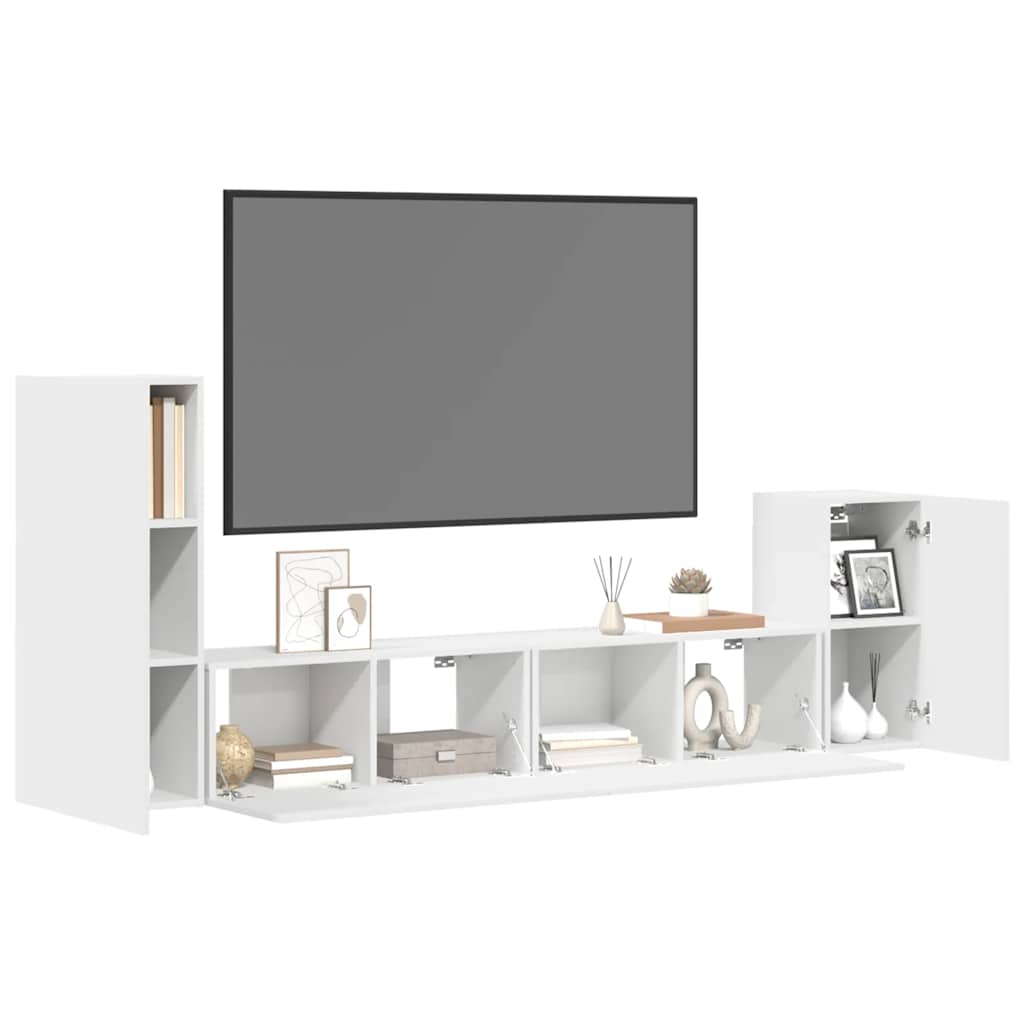 4-tlg. TV-Schrank-Set Weiß Holzwerkstoff