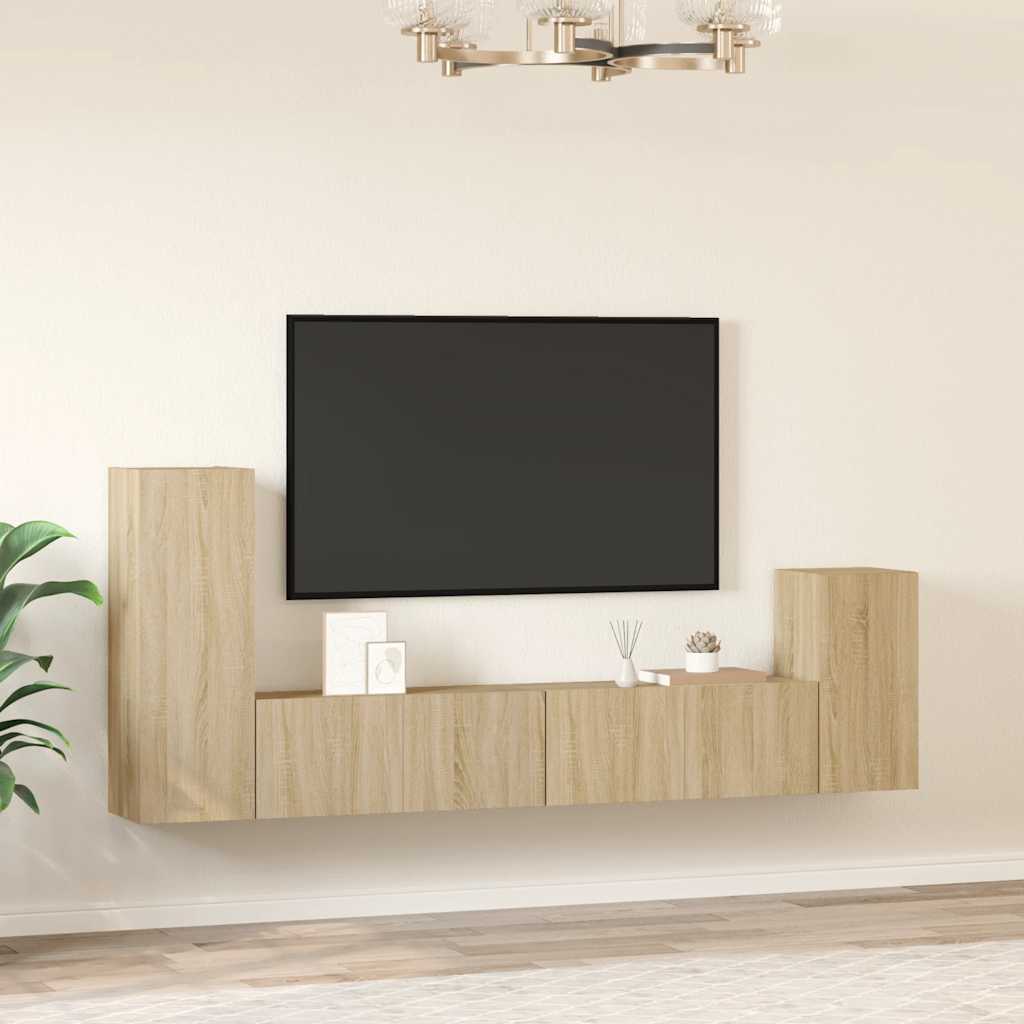 4-tlg. TV-Schrank-Set Sonoma-Eiche Holzwerkstoff