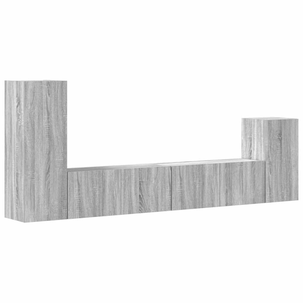 4-tlg. TV-Schrank-Set Grau Sonoma Holzwerkstoff