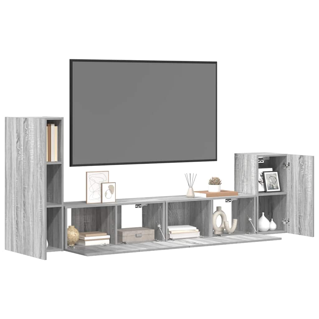 4-tlg. TV-Schrank-Set Grau Sonoma Holzwerkstoff