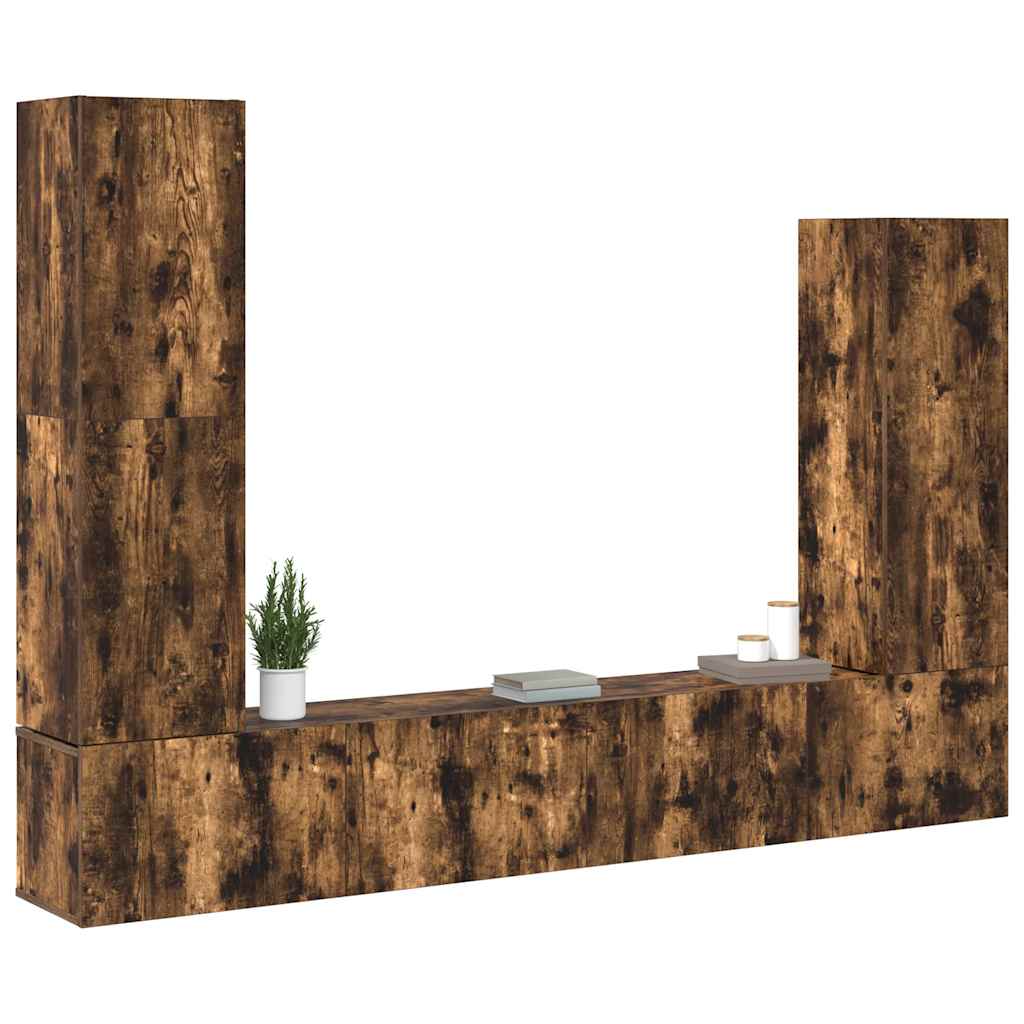 4-tlg. TV-Schrank-Set Räuchereiche Holzwerkstoff