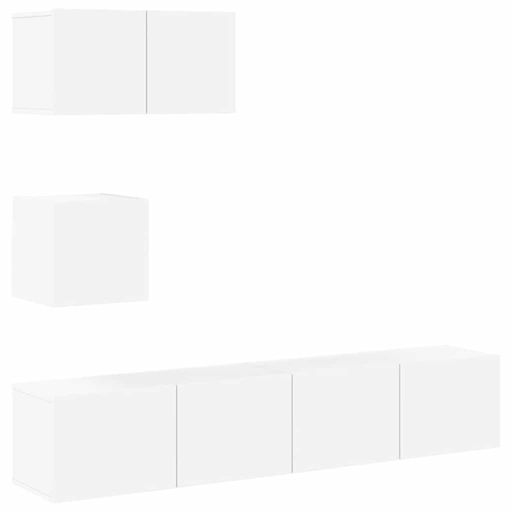 4-tlg. TV-Schrank-Set Weiß Holzwerkstoff