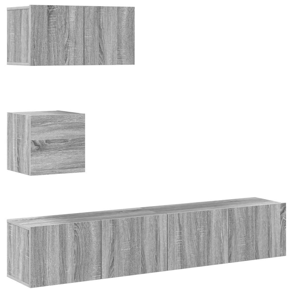 4-tlg. TV-Schrank-Set Grau Sonoma Holzwerkstoff