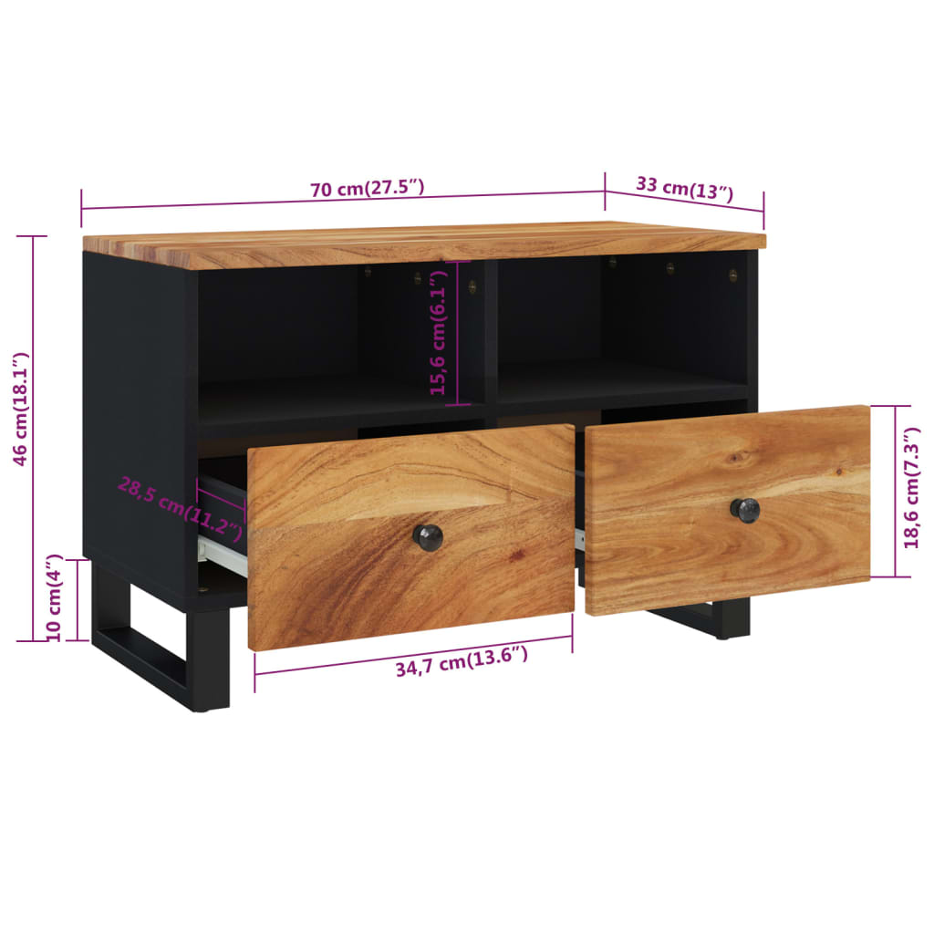 TV-Schrank 70x33x46 cm Massivholz Akazie