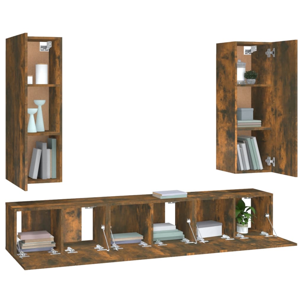 5-tlg. TV-Schrank-Set Räuchereiche Holzwerkstoff