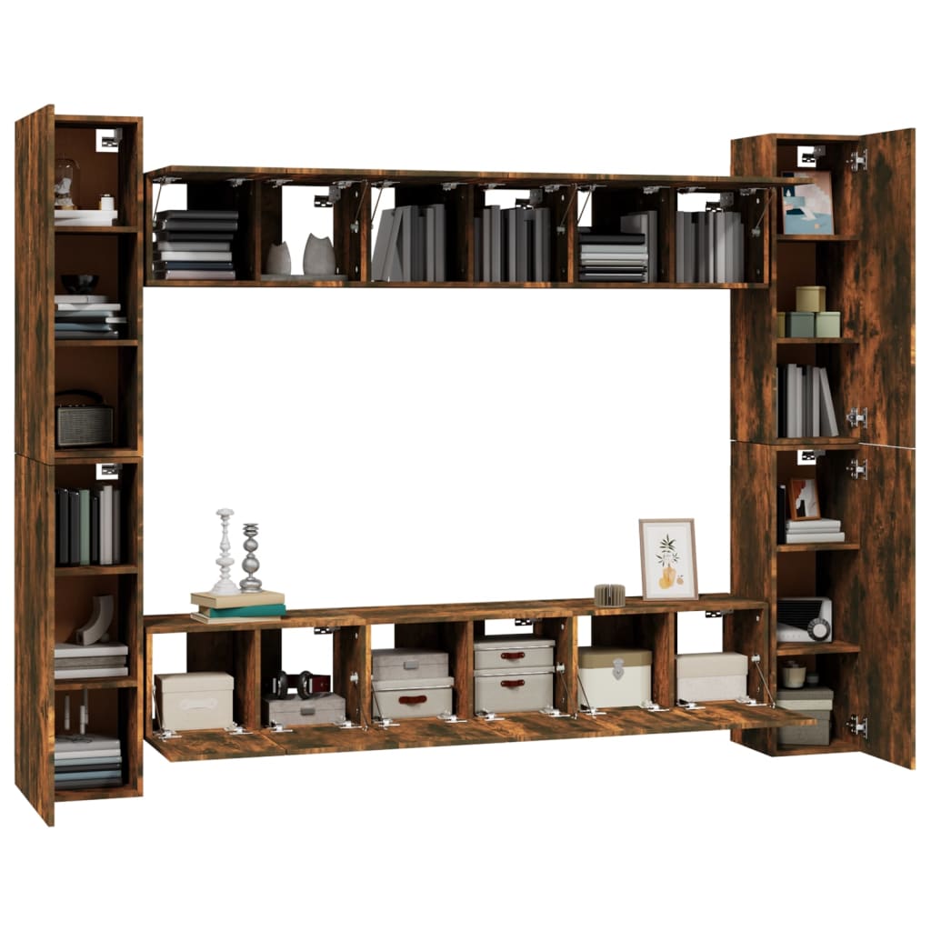 10-tlg. TV-Schrank-Set Räuchereiche Holzwerkstoff
