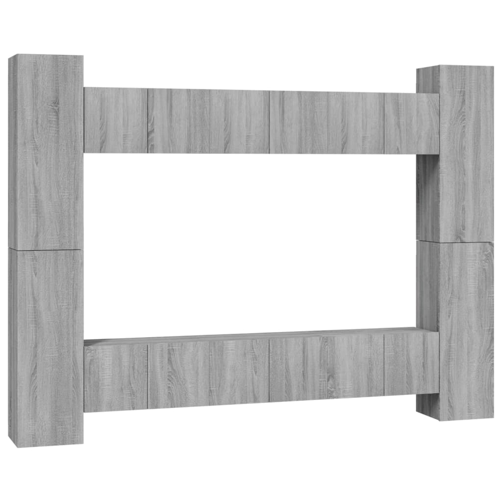 10-tlg. TV-Schrank-Set Grau Sonoma Holzwerkstoff