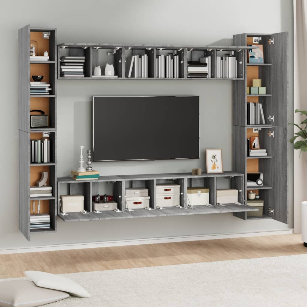 10-tlg. TV-Schrank-Set Grau Sonoma Holzwerkstoff