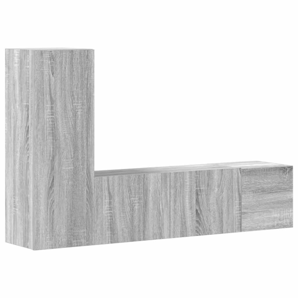 3-tlg. TV-Schrank-Set Grau Sonoma Holzwerkstoff