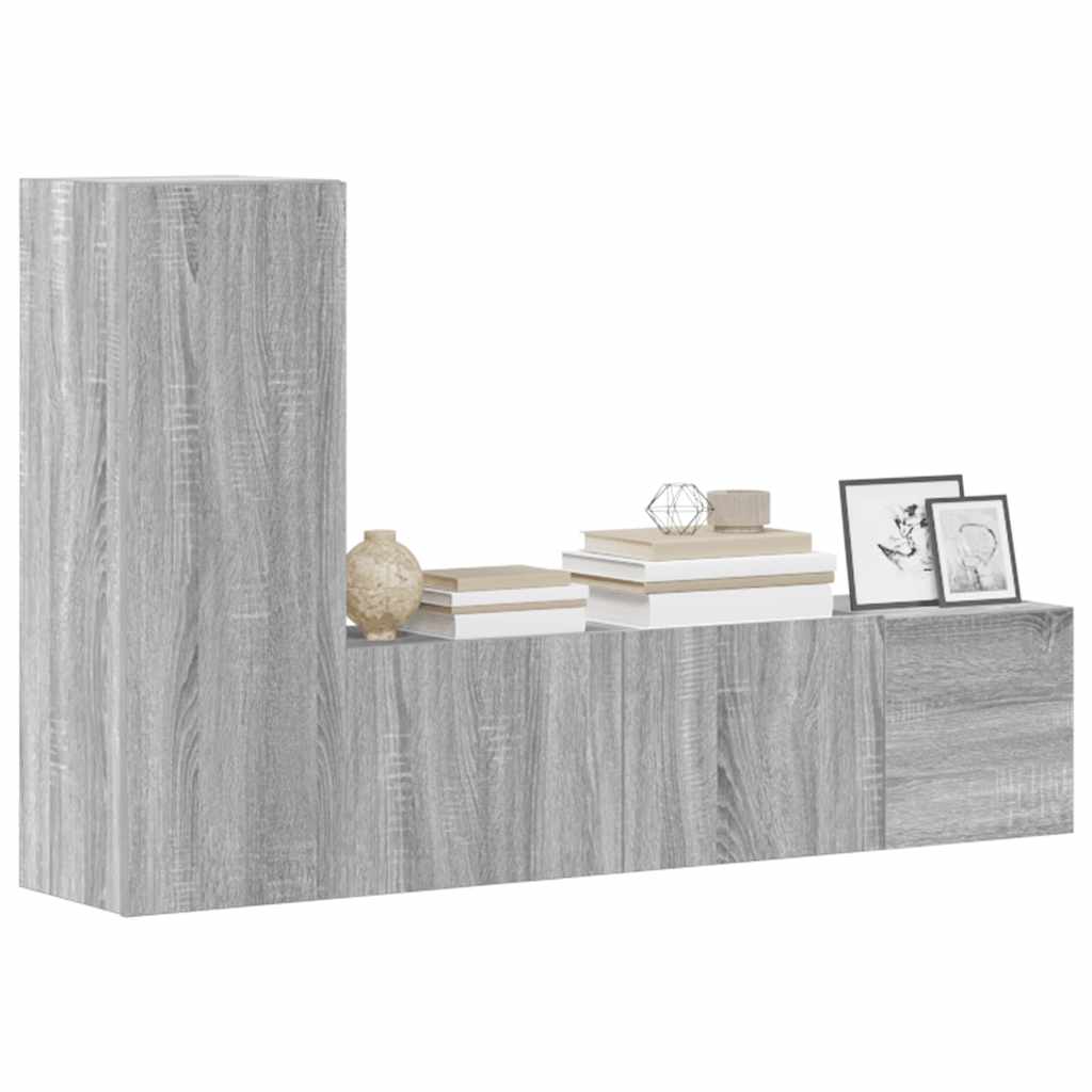 3-tlg. TV-Schrank-Set Grau Sonoma Holzwerkstoff