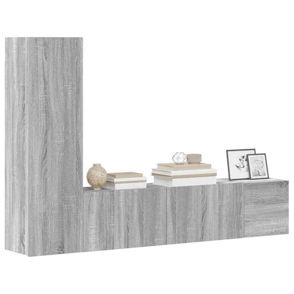 3-tlg. TV-Schrank-Set Grau Sonoma Holzwerkstoff