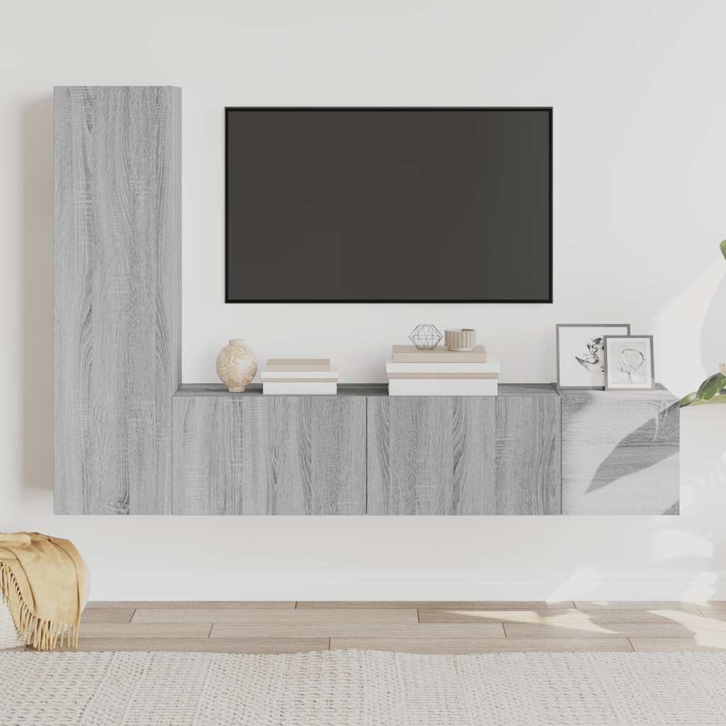 3-tlg. TV-Schrank-Set Grau Sonoma Holzwerkstoff
