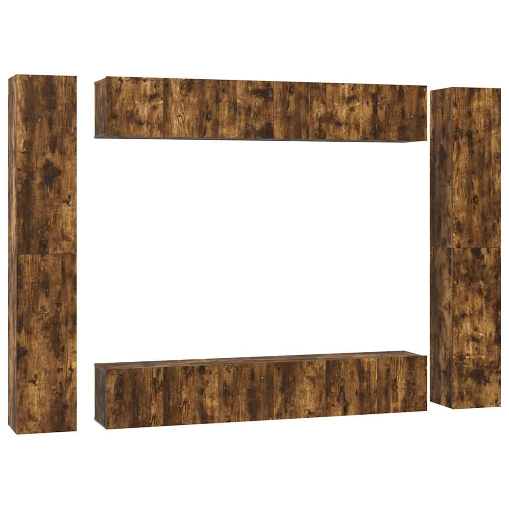 10-tlg. TV-Schrank-Set Räuchereiche Holzwerkstoff