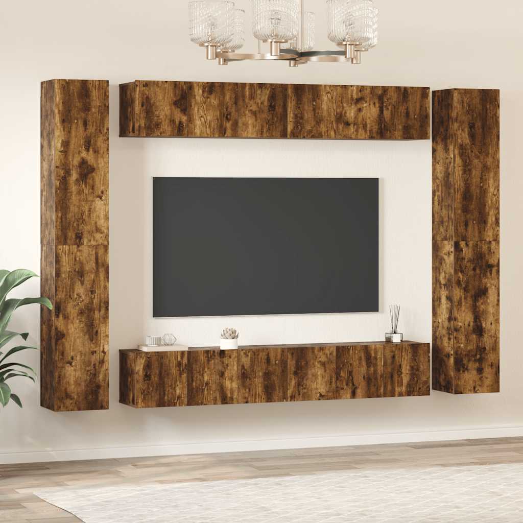 10-tlg. TV-Schrank-Set Räuchereiche Holzwerkstoff