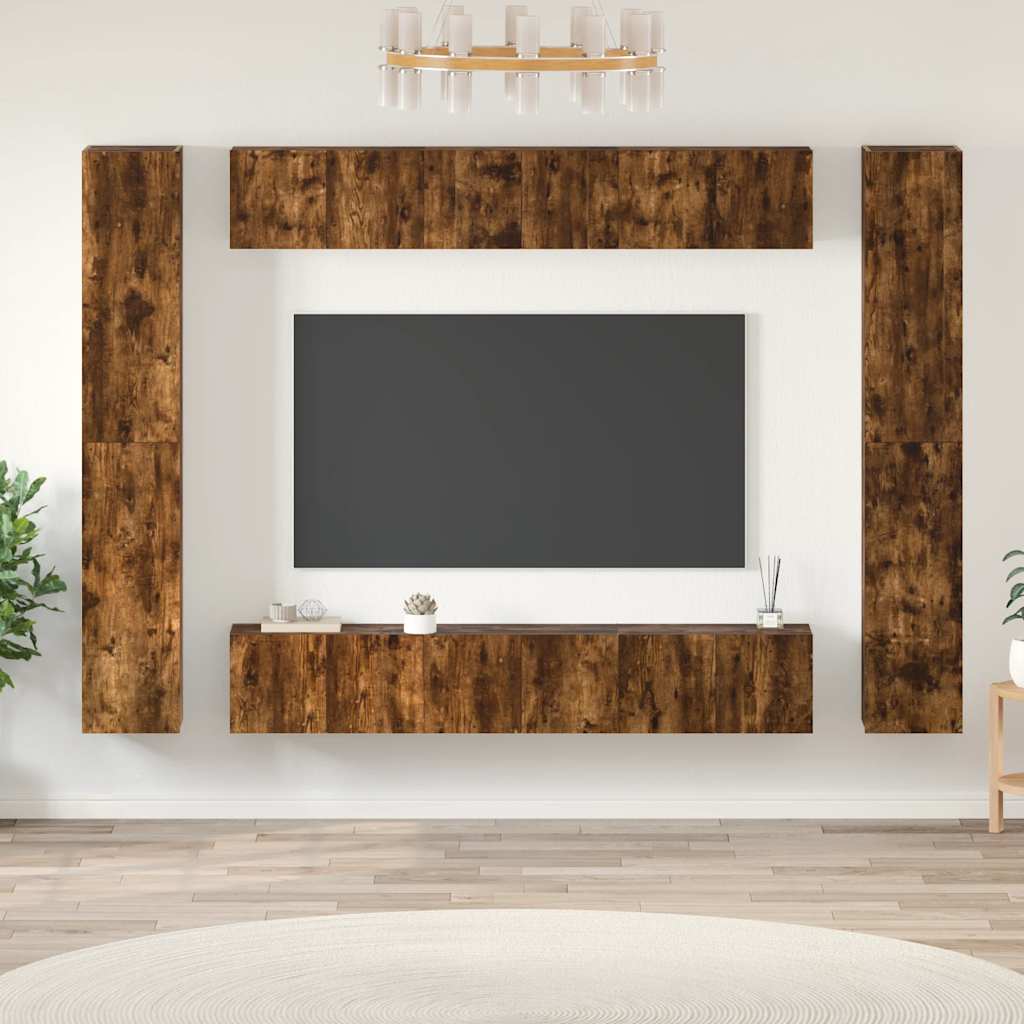 10-tlg. TV-Schrank-Set Räuchereiche Holzwerkstoff