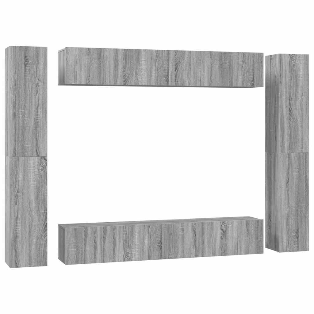 10-tlg. TV-Schrank-Set Grau Sonoma Holzwerkstoff