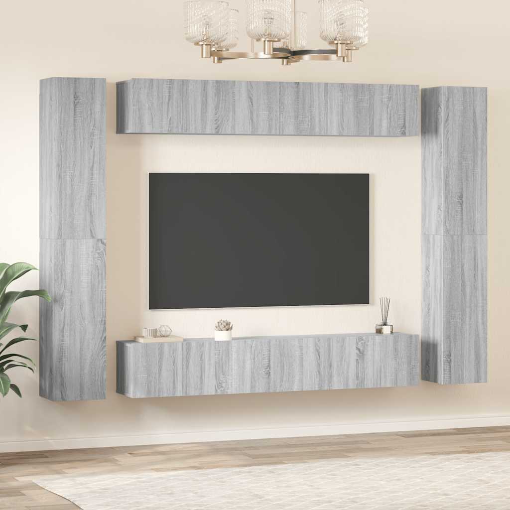 10-tlg. TV-Schrank-Set Grau Sonoma Holzwerkstoff