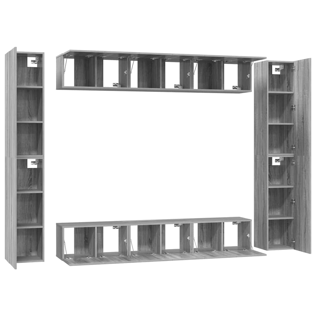 10-tlg. TV-Schrank-Set Grau Sonoma Holzwerkstoff