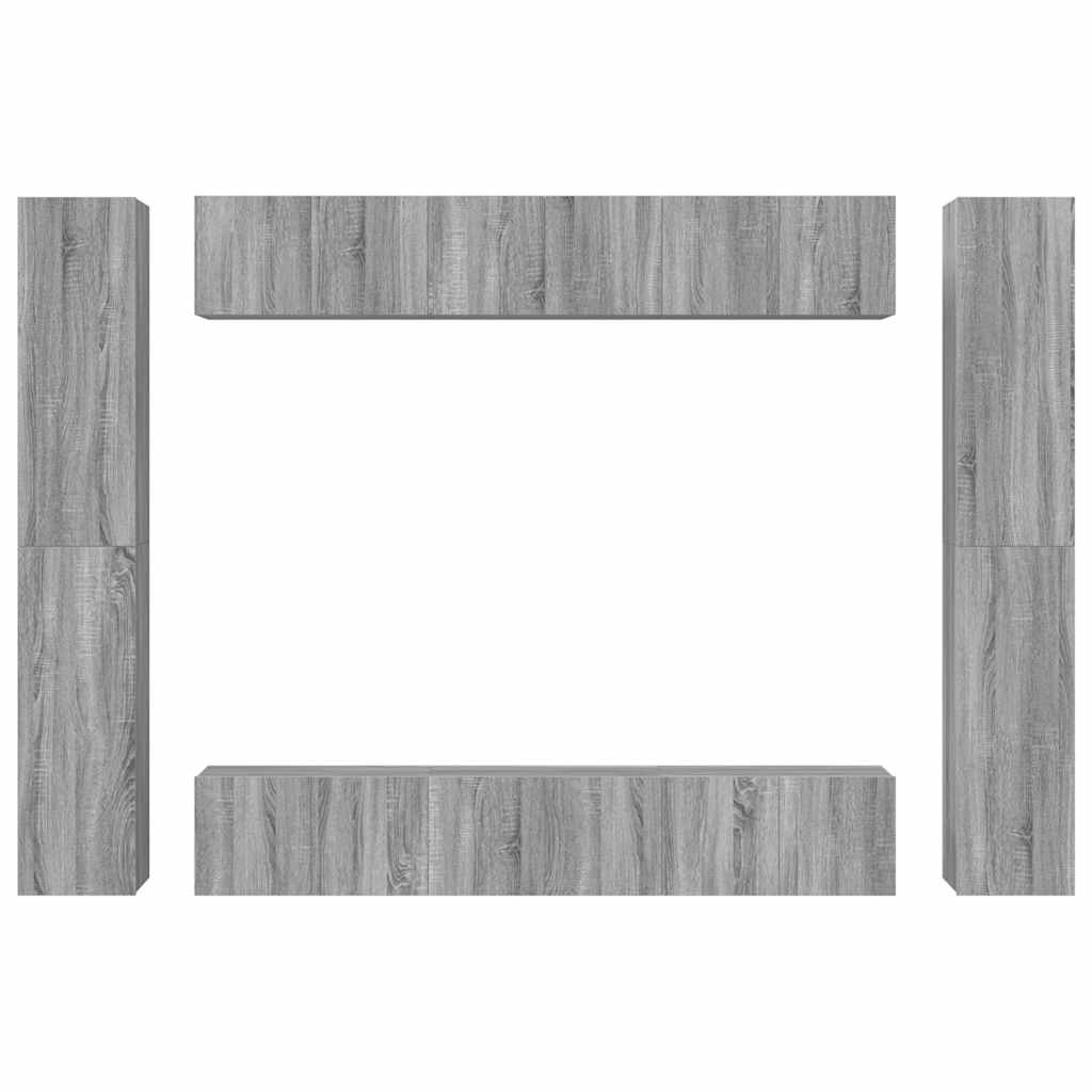 10-tlg. TV-Schrank-Set Grau Sonoma Holzwerkstoff