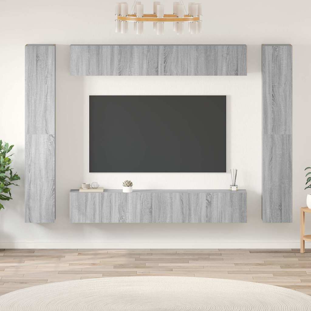 10-tlg. TV-Schrank-Set Grau Sonoma Holzwerkstoff