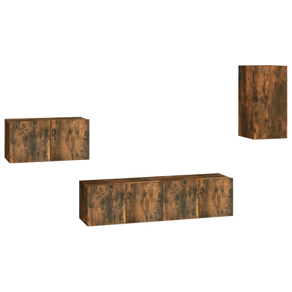 4-tlg. TV-Schrank-Set Räuchereiche Holzwerkstoff