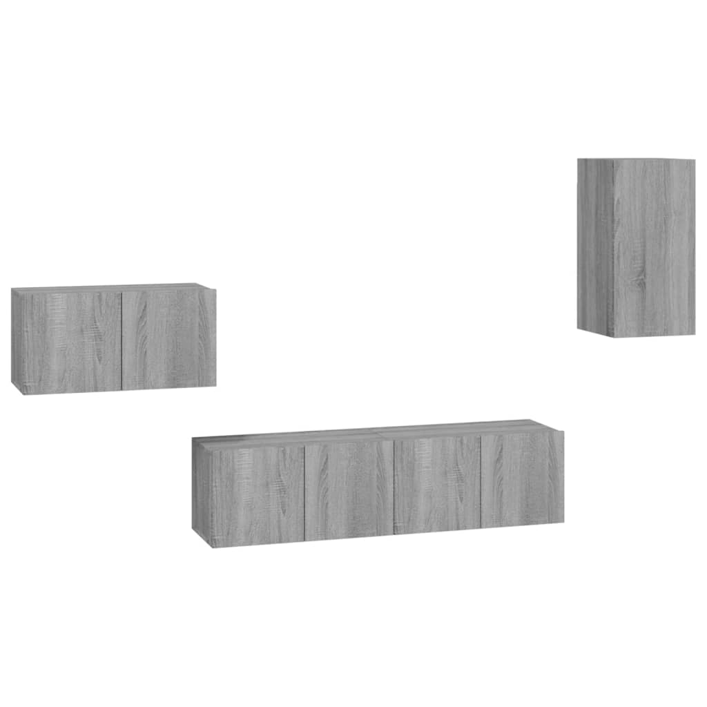 4-tlg. TV-Schrank-Set Grau Sonoma Holzwerkstoff