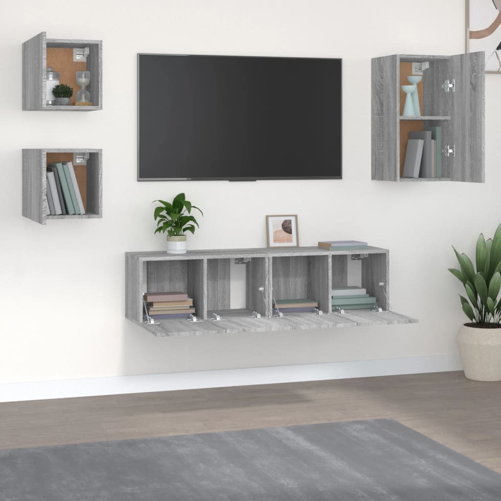 5-tlg. TV-Schrank-Set Grau Sonoma Holzwerkstoff