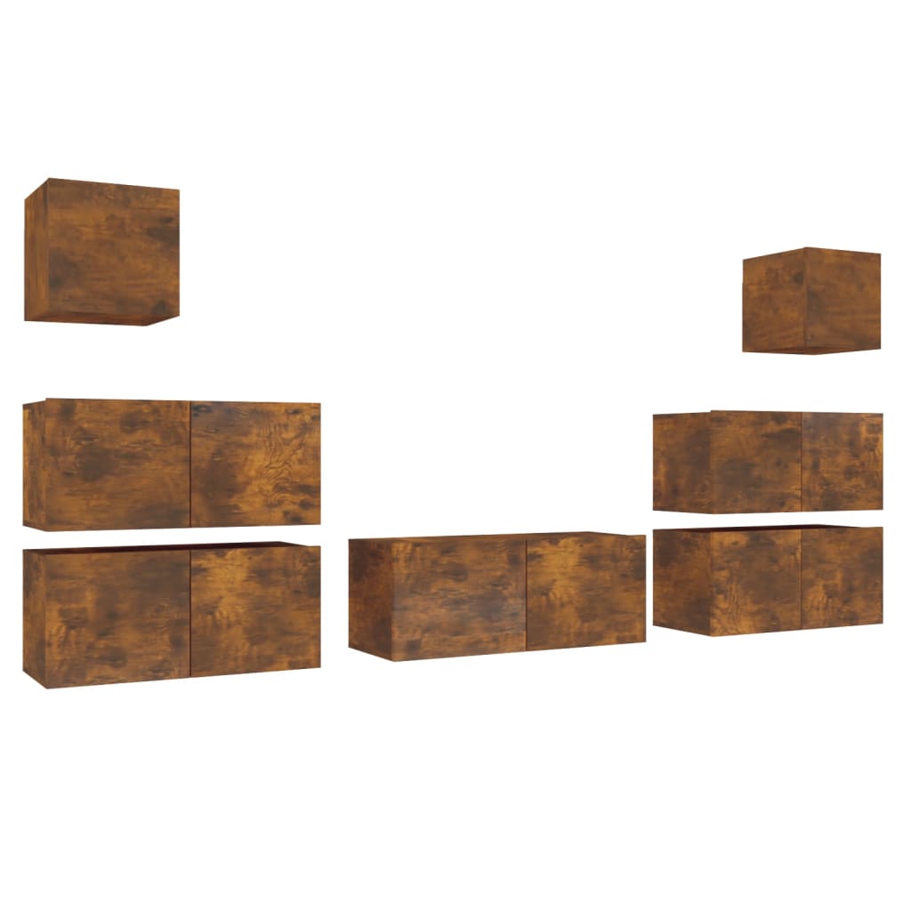 7-tlg. TV-Schrank-Set Räuchereiche Holzwerkstoff