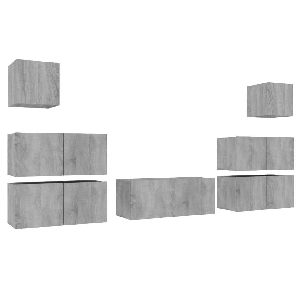 7-tlg. TV-Schrank-Set Grau Sonoma Holzwerkstoff