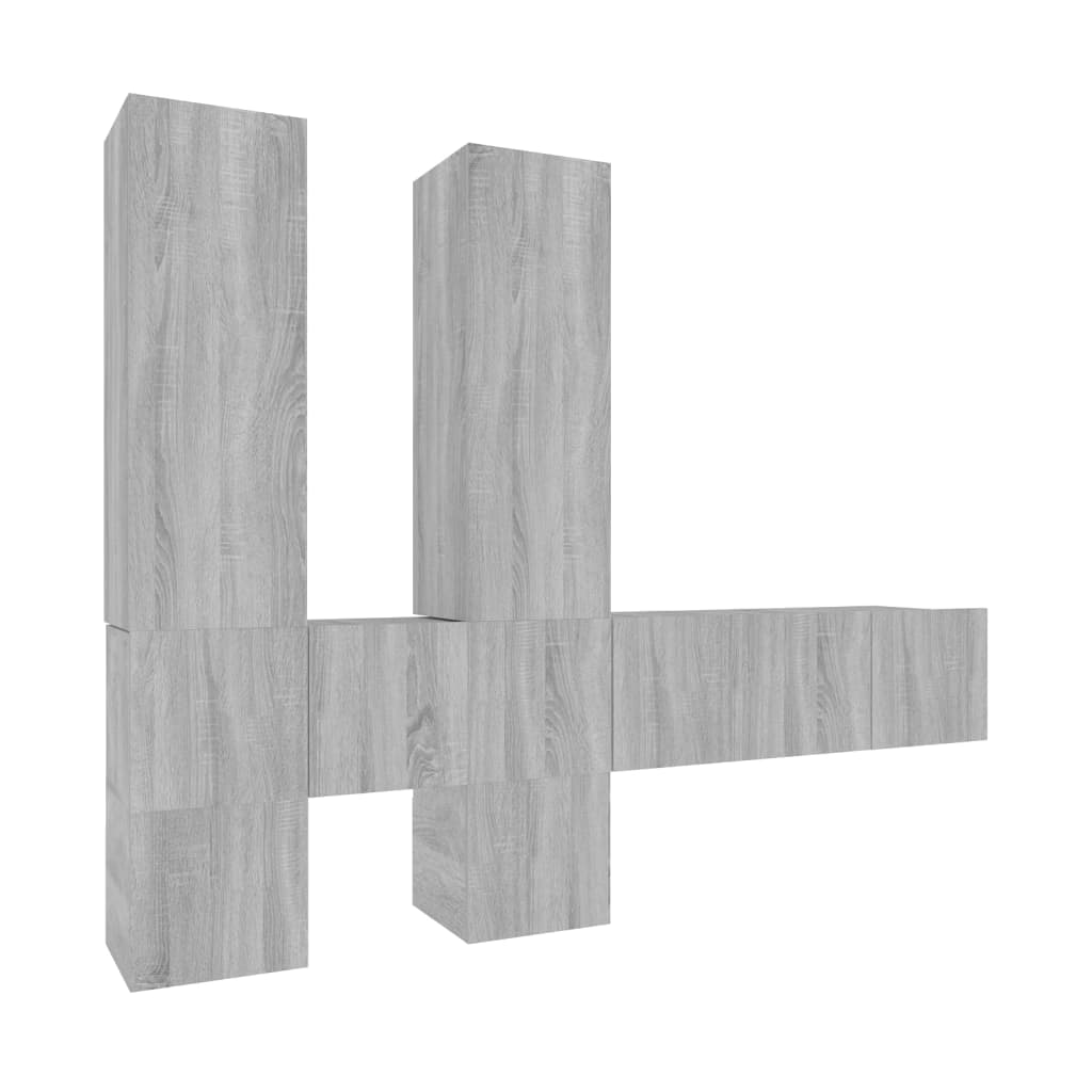 7-tlg. TV-Schrank-Set Grau Sonoma Holzwerkstoff
