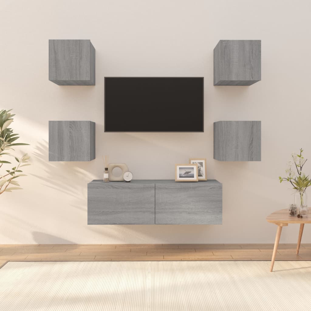 TV-Wandschrank-Set Grau Sonoma Holzwerkstoff