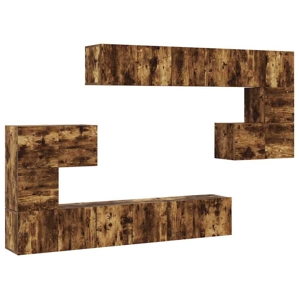 10-tlg. TV-Schrank-Set Räuchereiche Holzwerkstoff
