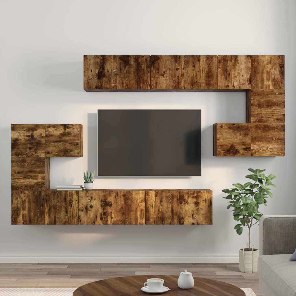 10-tlg. TV-Schrank-Set Räuchereiche Holzwerkstoff